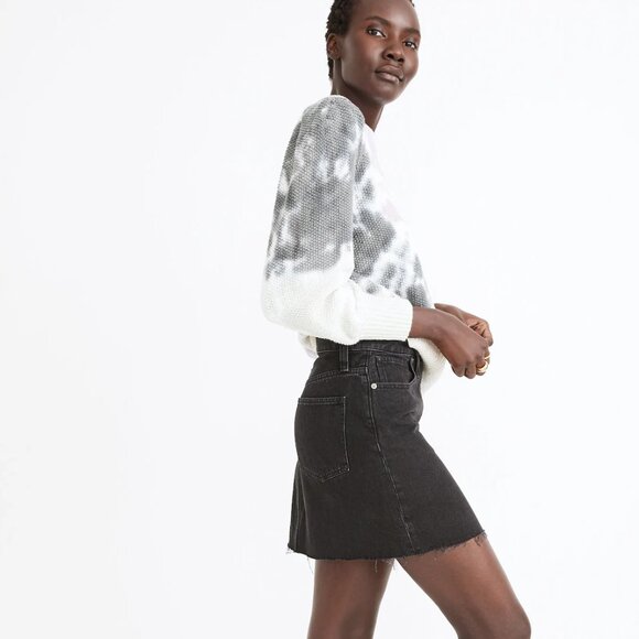 Madewell Rigid Denim A-Line Exposed Zip Mini Skirt in Lunar Wash Size 27 EUC - Picture 2 of 12